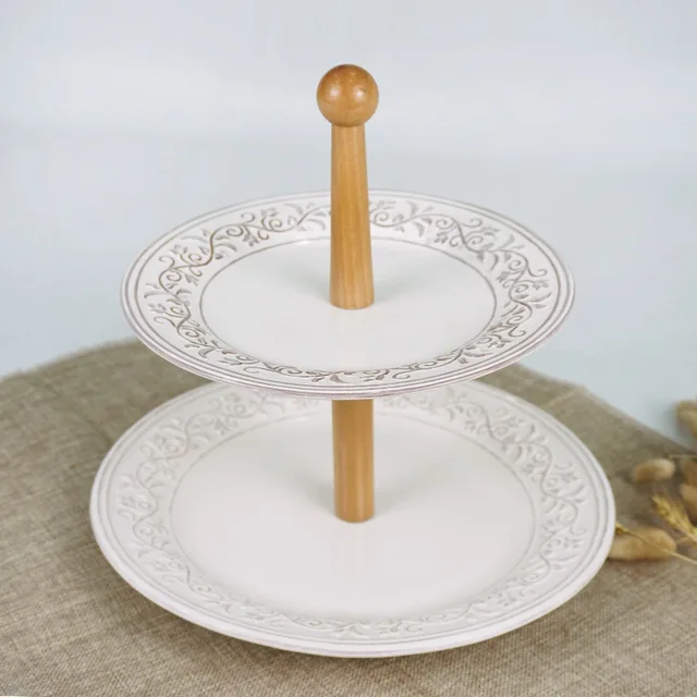 Emboss 2 TIER CAKE PLATE