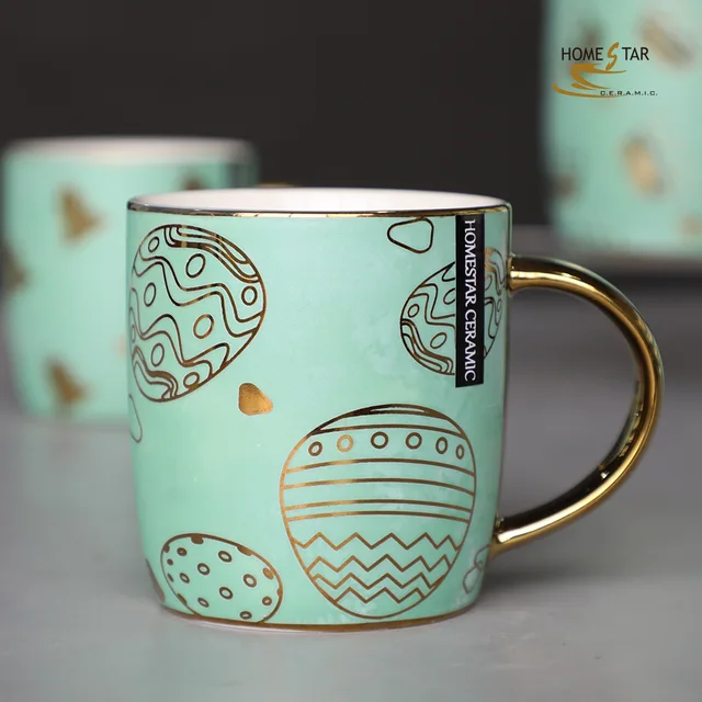 12oz barrel shape gold electroplate mug