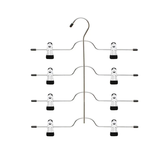 Wardrobe Space Saving 4 Tier Multi Pants Hanger with Non Slip Clips