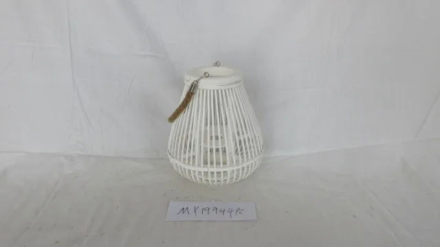 Copper Bamboo handmade lantern candle holder with glass