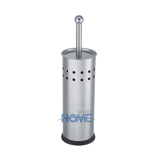 Stainless Steel Bathroom Cleaning Round Toilet Brush Holder With Plastic Bottom Mirror Or Satin Finished Brush Holder