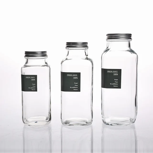 Iron lid glass jar, iron lid square canister,