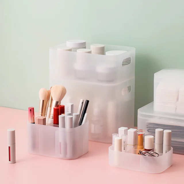 Stackable plastic container plastic storage container with lid grip or dividers for dressing and office supplies