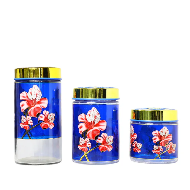 Colored Glass Canister with Decal