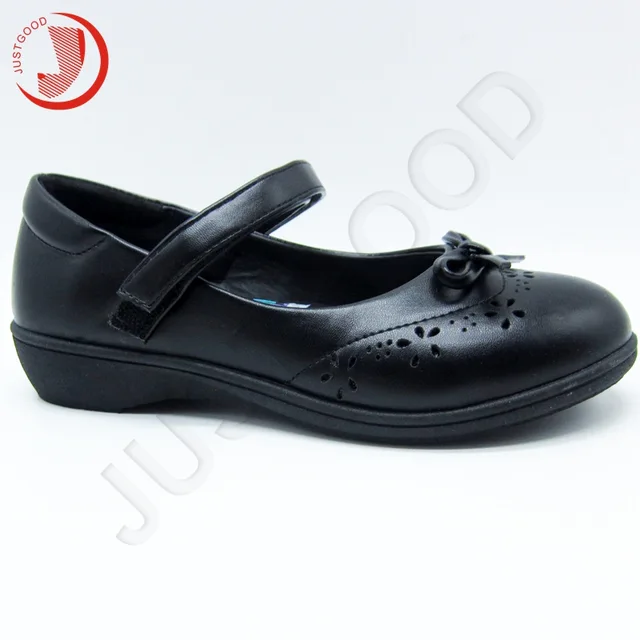 Hot sale Girl's school shoes PU black anti slip TPR outsole CALZADOS ESCOLARES DE NIÑAS 18029-1R