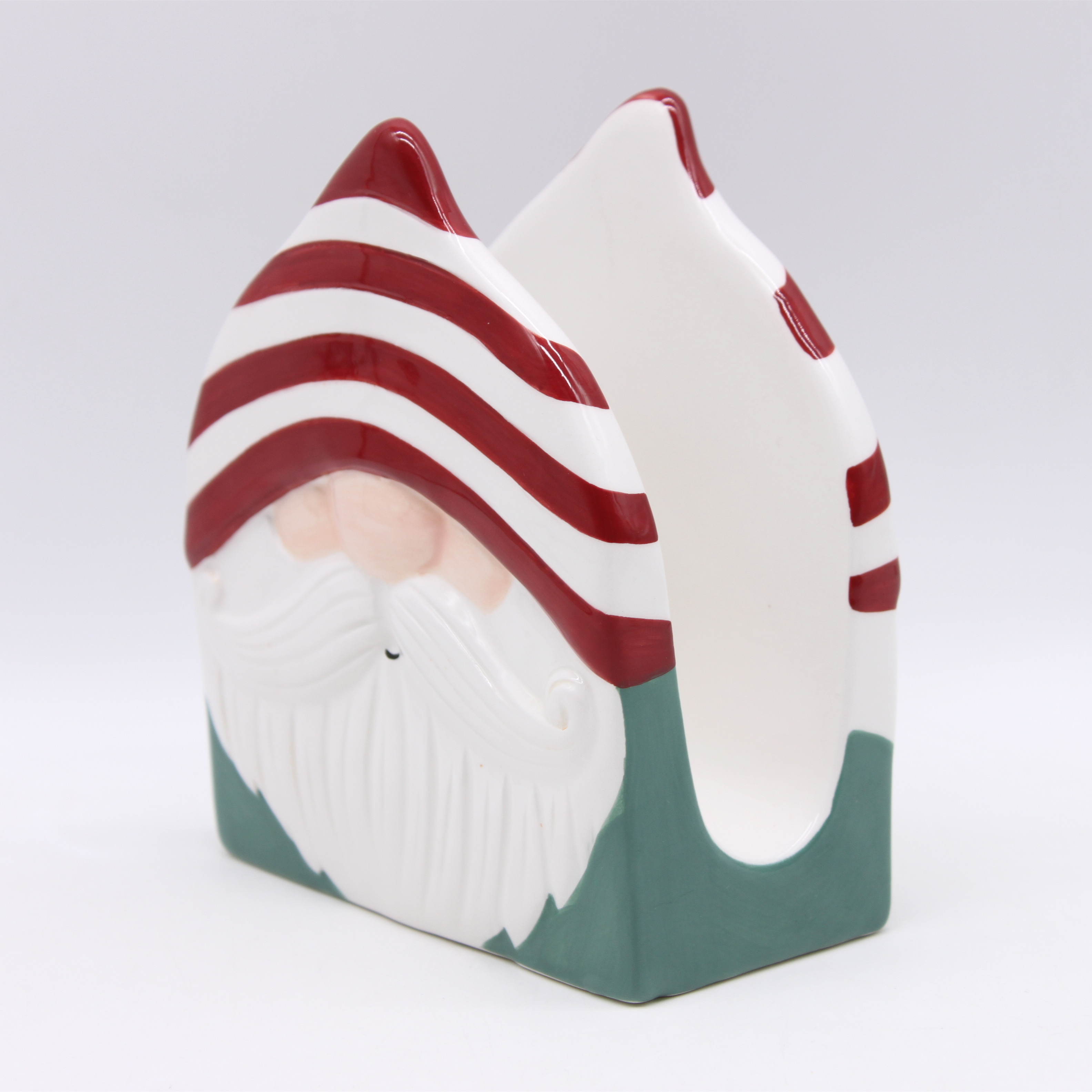 Ceramic Gnome Napkin Holder, Hand-painted Christmas Napkin Holder