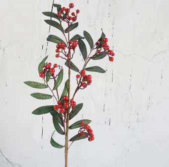 Artificial Spray With Dk.green Leaves And Red Berry For Home/Supermarket/Hotel/Resterrant/Airport/Window Show/Christmas Decoration
