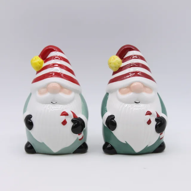 Blue Ceramic Gnome Salt and Pepper Shaker, Blue Hand-painted Christmas Salt and Pepper Shaker