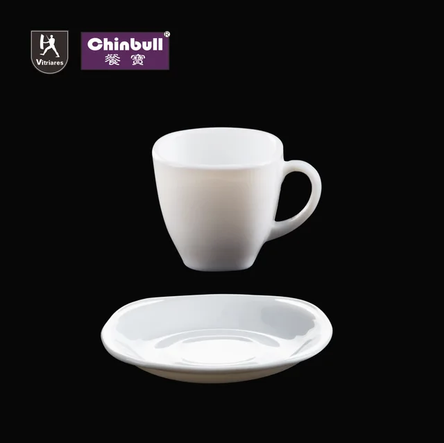 Square coffee cup and saucer (opal glassware）
