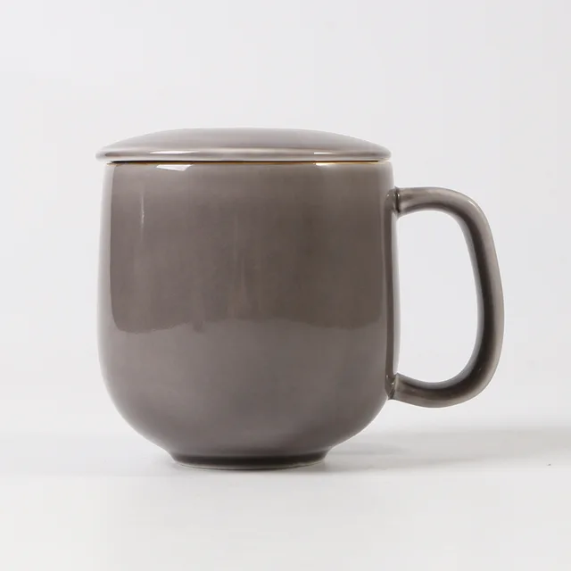 Cup with lid,Oxidized glaze,gold rim