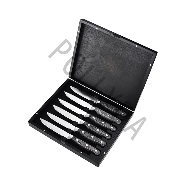 Pakka wood handle with 18/0 bolster steak knife set D119-6S