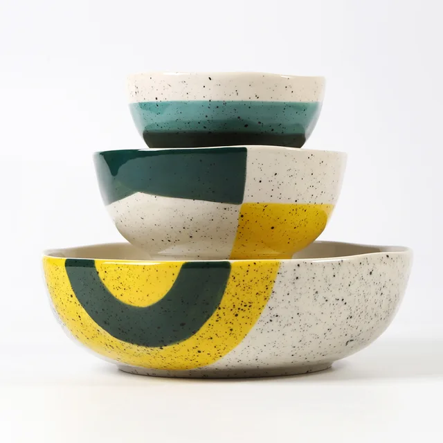 Irregular bowl, hand painted,rainbow and mottled effect