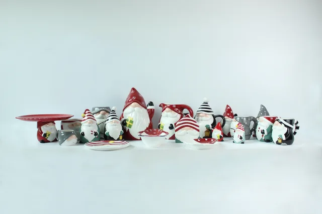 Ceramic Gnome Dinnerware Set, Hand-painted Christmas Dinnerware Set