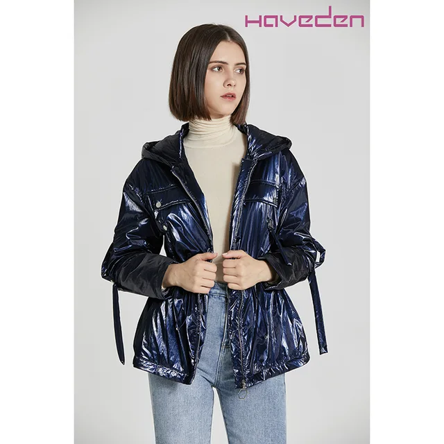 Ladies' Trench Coat With Hood Drawstring Waist