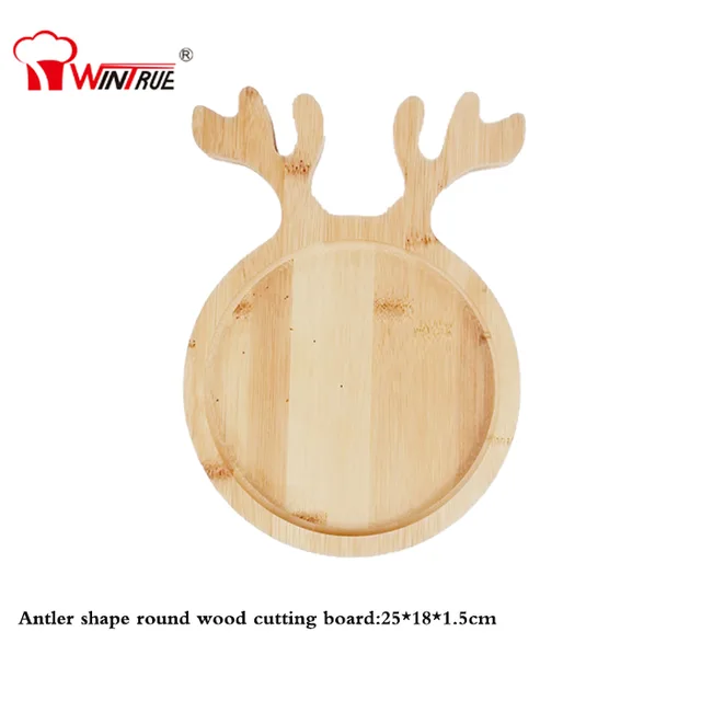 Eco-friendly Nature Antler Shape Bamboo Cutting Board Round Square Bamboo Cutting Board
