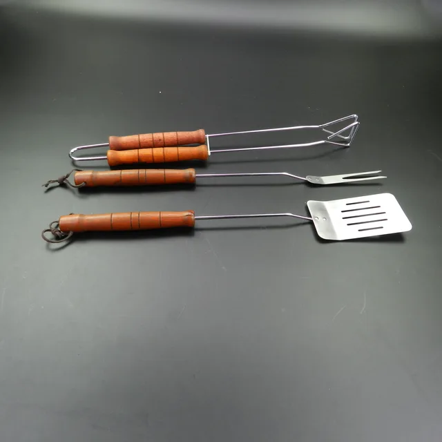 3pcs wooden handle bbq tool