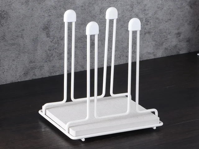 Metal / Iron Bottle Rack Cup Stand with Diatomite Tray