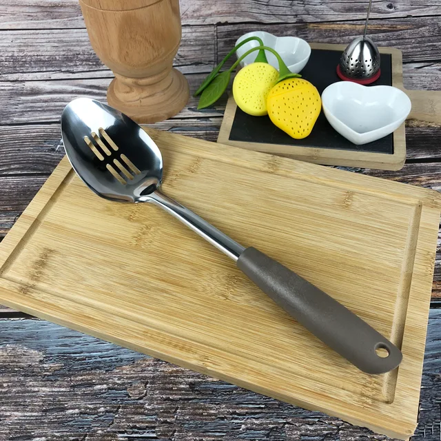 Stainless steel slotted spoon kitchen utensil