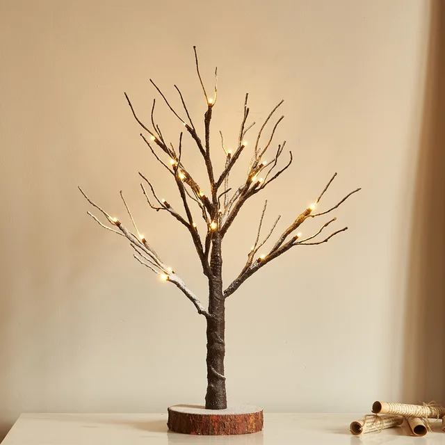Tabletop Christmas snowy tree lights