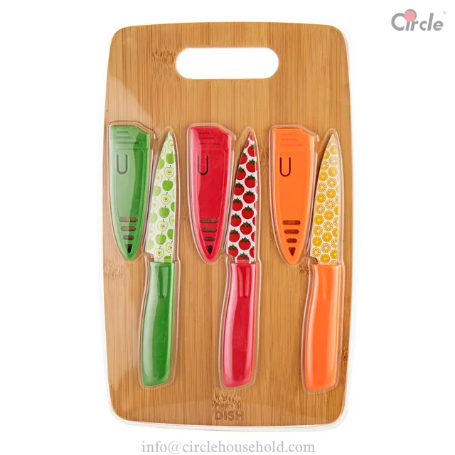 3 Pcs Fruit Knife With Cutting Board Set