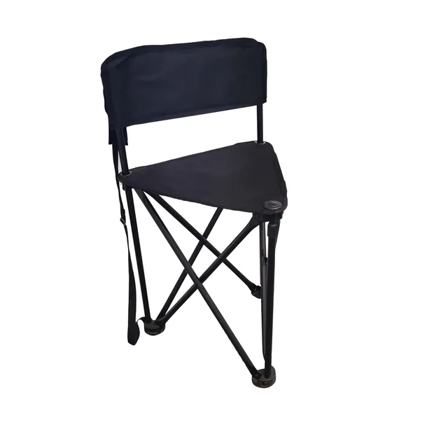 Tripod Ground Camping Stool with Backrest