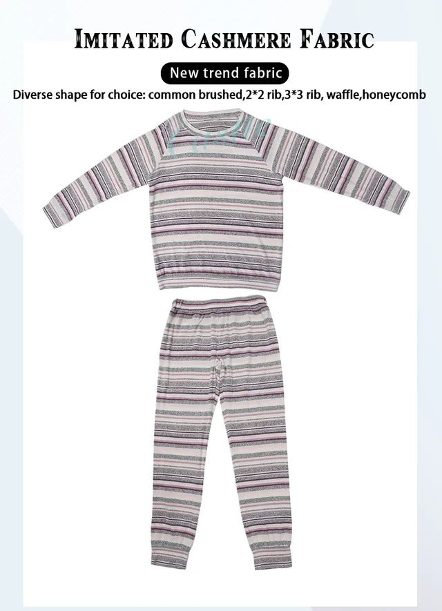 Cashmere pajamas Ladies Y/D Stripe Cashmere Loungewear Set