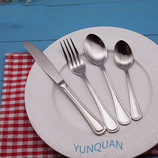 Stainless steel cutlery spoon fork knife with two lines