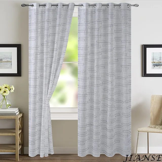 CURTAIN E8290 Luxury Doris Embroidery Window Curtain
