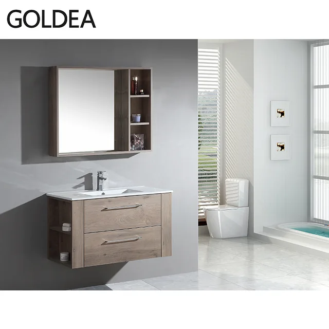 GOLDEA Modern wall mount storage melamine bathroom furniture and sink cabinet