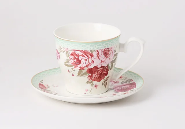 ZH-1911 green lover gold design 220cc tea cup and saucer