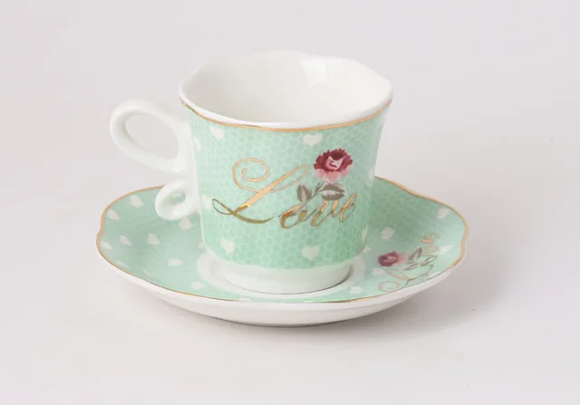ZH-1911 green lover gold design 100cc espresso cup and saucer