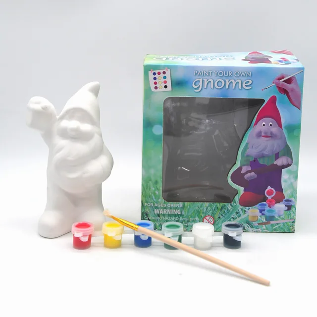 DIY Ceramic paint your own gnome with 6 color painting 1 brush