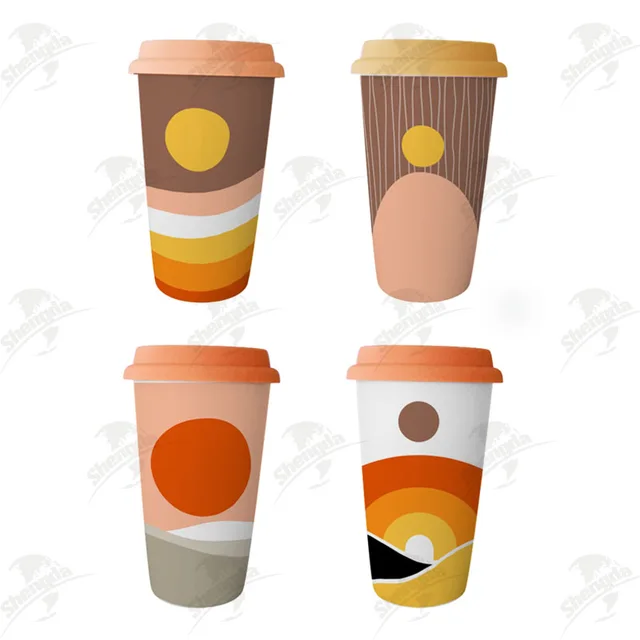 Take it away mug with silicone lid with WARM SUNSHINE Collection