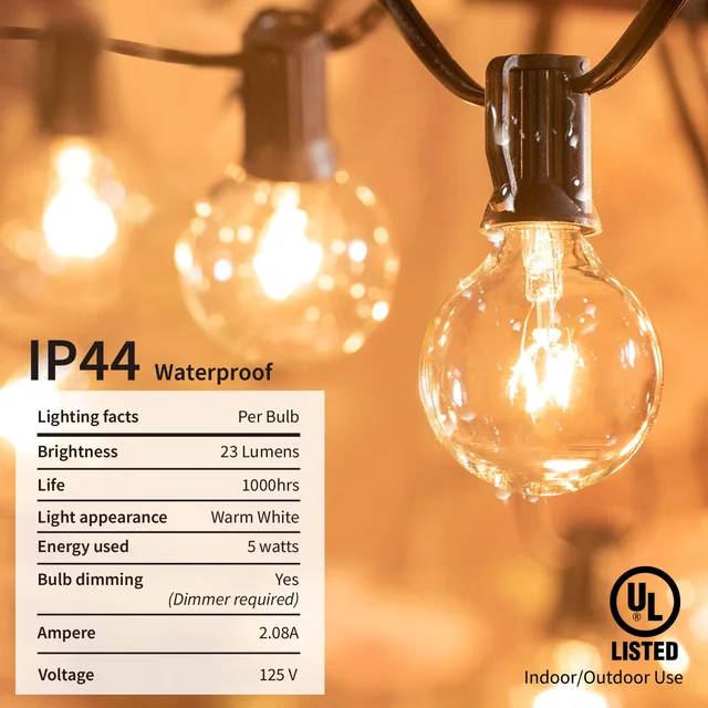 G40 e27 string light Christmas incandescent garden light for decoration UL certification