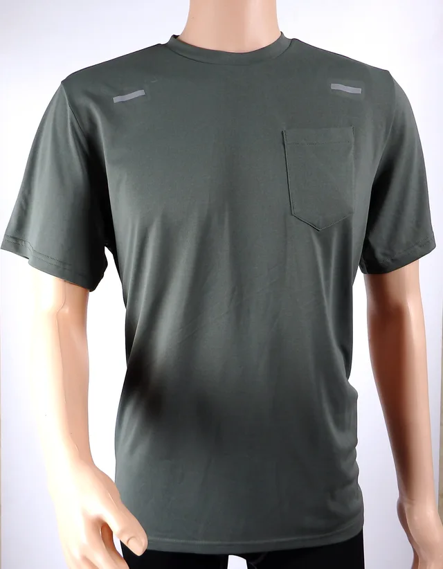 Green Imitation Cotton Ss Tee With Reflective Print