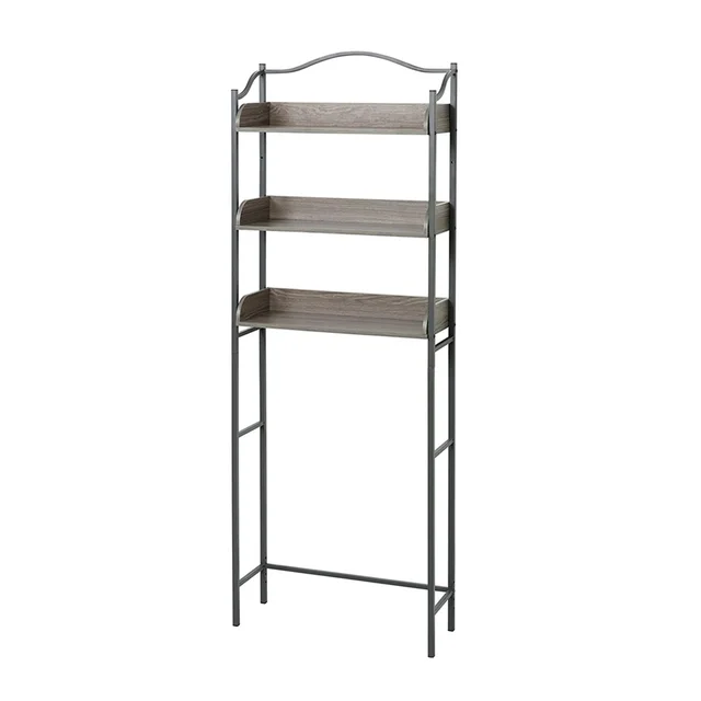 3-Tier Over-The-Toilet Bathroom Spacesaver, Driftwood Gray/Pewter