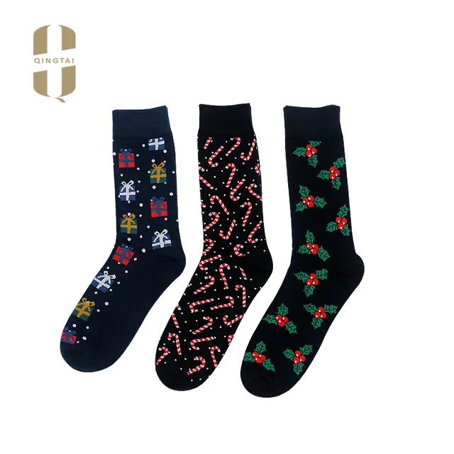 Men women ladies fashion cotton christmas crew socks