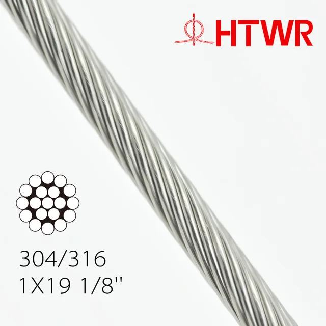 1x19 1/8'' stainless steel cable 304 316