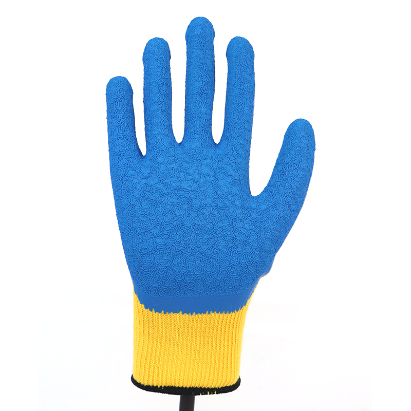 Glove Latex-10g 5 Threads Polycotton Shell Latex Coated, Crinkle Finish Glove Working Gloves