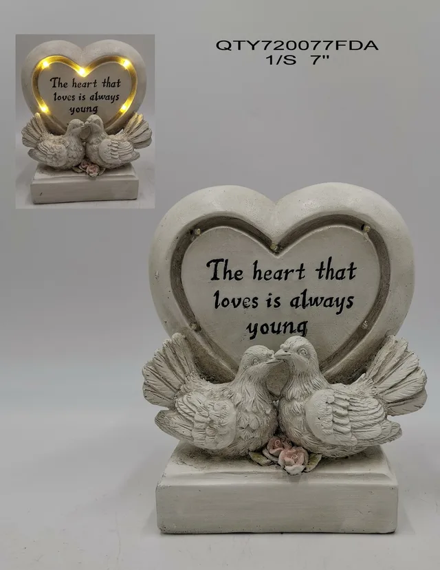 Cemetery stone with birds with LED