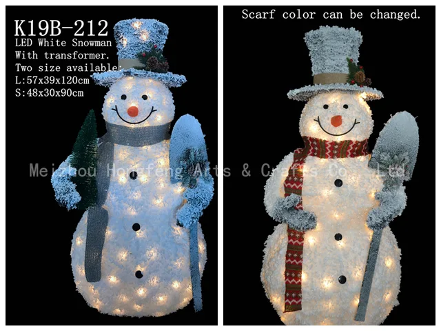 LED Pre lit White Tinsel Snowman Christmas Holiday Decoration, Christmas lights,Holiday Decoration for Patio, Lawn & Garden