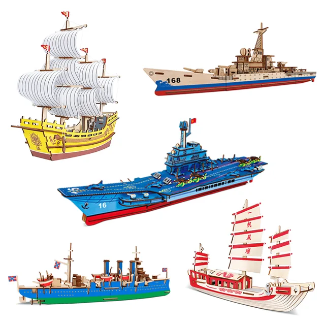 Wooden puzzle toys ship series