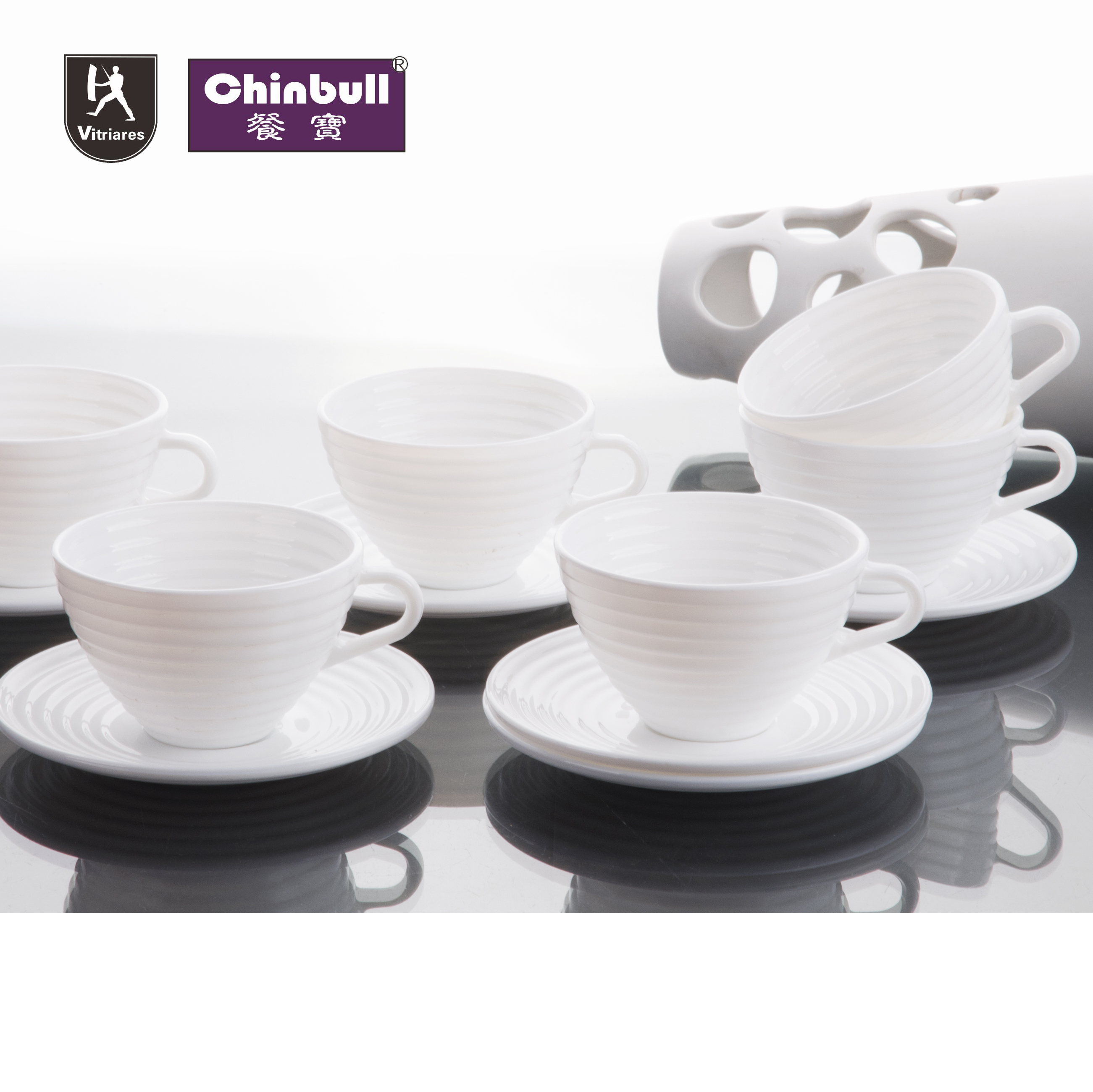 12pcs coffee cup and saucer set (opal glassware）