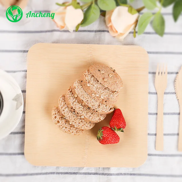 Disposable bamboo square plate