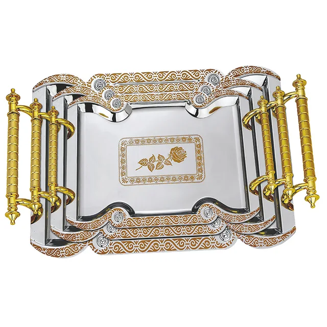 Chrome plated iron tray silver colour