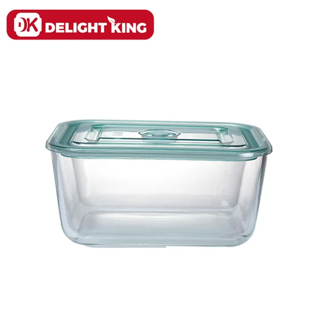 DK GLASS High borosilicate glass airtight and leak proof meal prep containers with colorful lid / heat resistant glass storage box / lunch bento food crisper vaccum lid