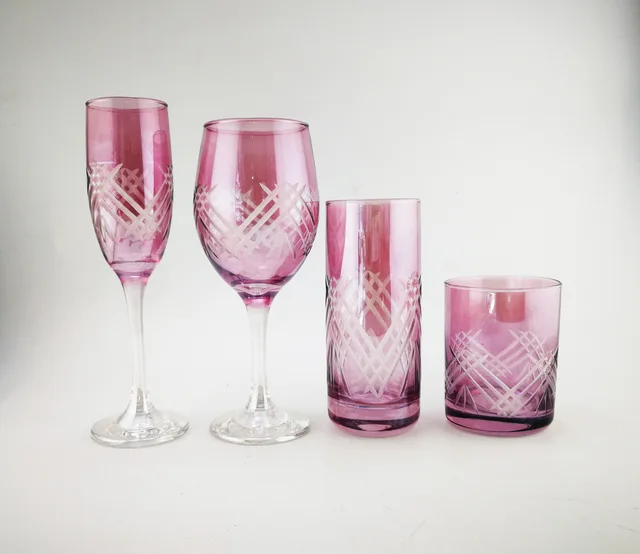 Sprayed wine glass glassware