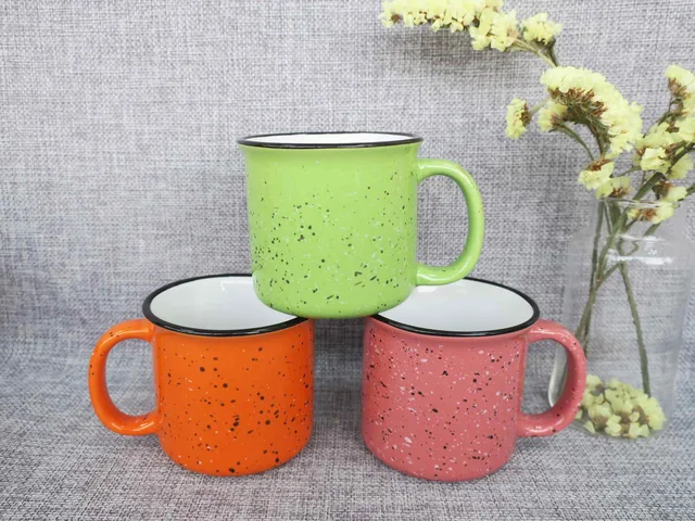 Ceramic enamel mug outdoor camping promotion gift cup