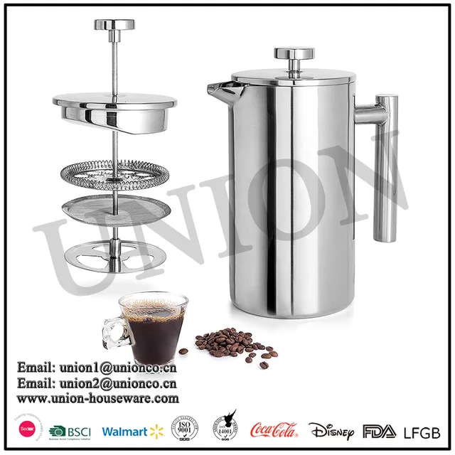 304 stainless steel french press coffee maker double walled espresso tea maker coffee pot press