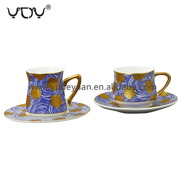 Customize logo porcelain new bone china 90cc fancy coffee custom printed tea cups and saucers